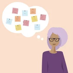Character thinking of postits